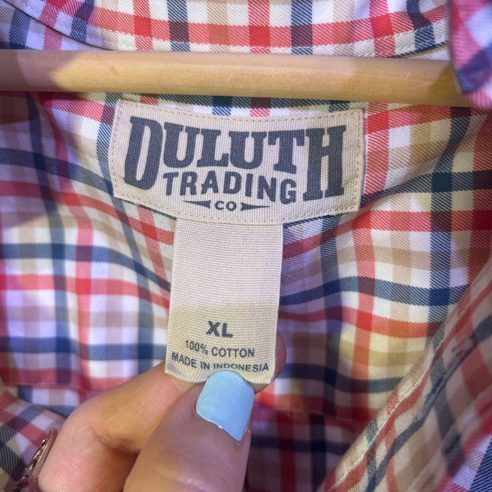 Duluth Trading Co Red and Blue Casual Button Down Shirt - Picture 7 of 7